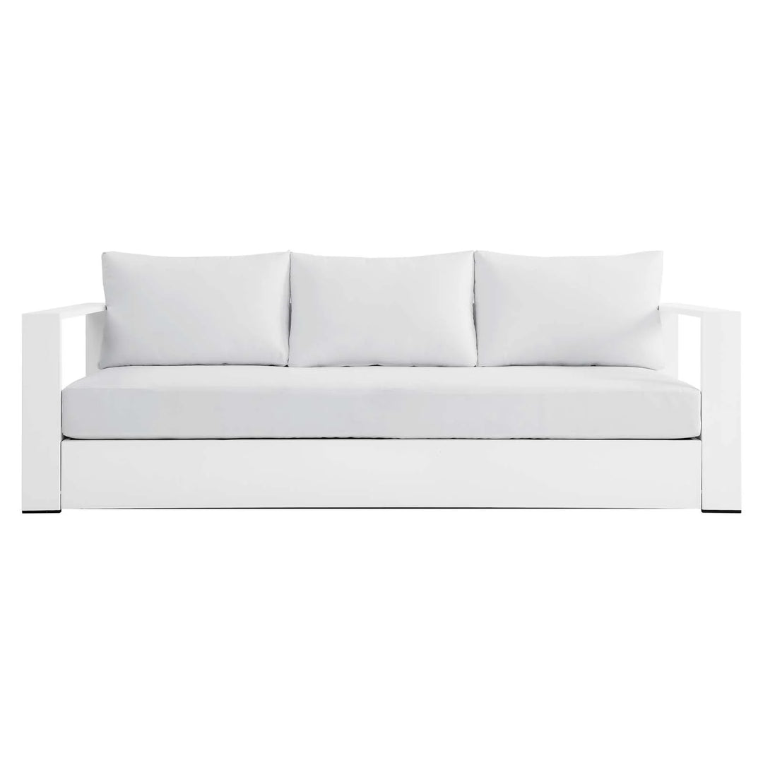 Sillón de aluminio blanco y tela blanco para exteriores Neuba de frente de frente.