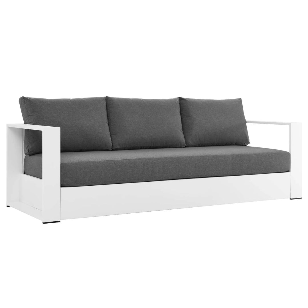 Sillón de aluminio blanco y tela carbón para exteriores Neuba.