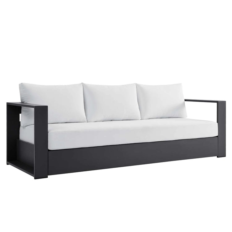 Sillón de aluminio gris y tela blanco para exteriores Neuba.