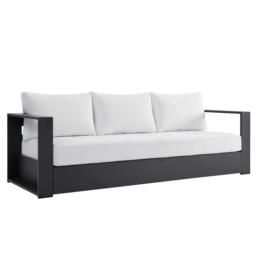 Sillón de aluminio gris y tela blanco para exteriores Neuba.