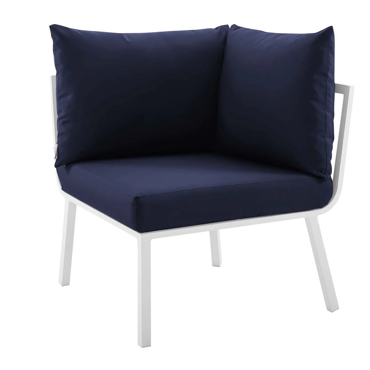 Sillón esquinero para exterior de aluminio Loana blanco azul - modular.