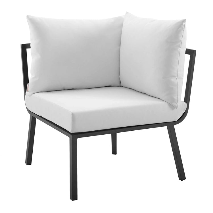 Sillón esquinero para exterior de aluminio Loana gris blanco- modular.