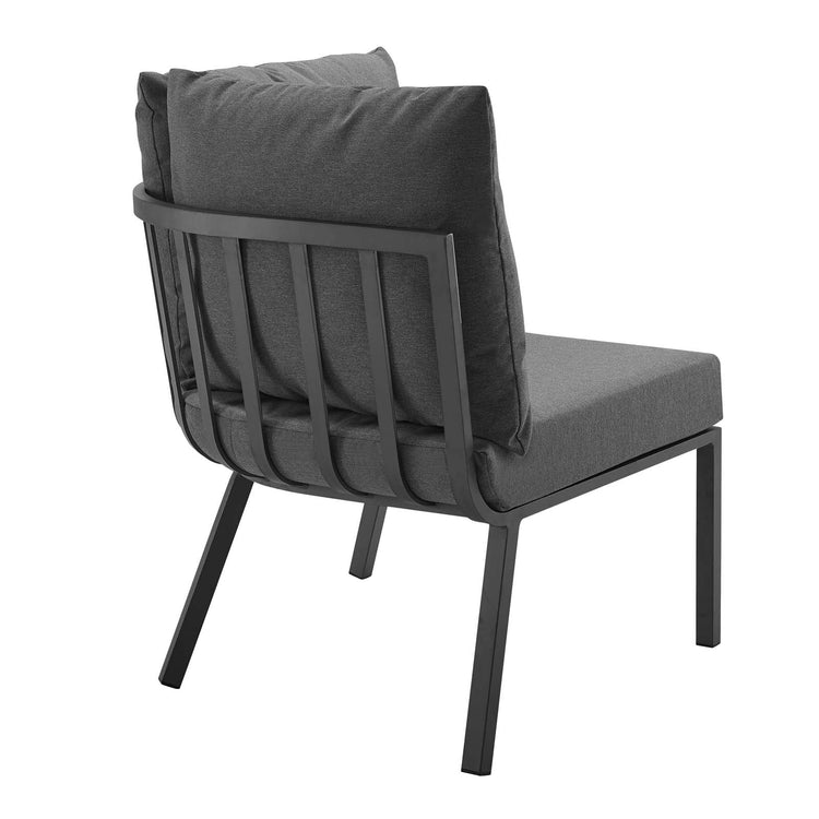 Sillón esquinero para exterior de aluminio Loana gris carbón - modular de espaldas.