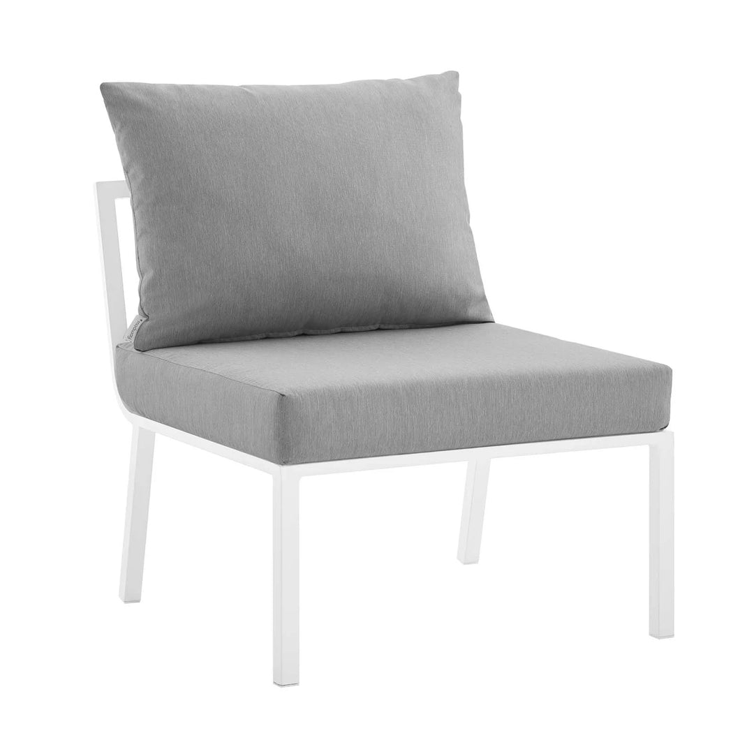 Sillón para exterior de aluminio sin descansabrazos Loana blanco gris - modular .