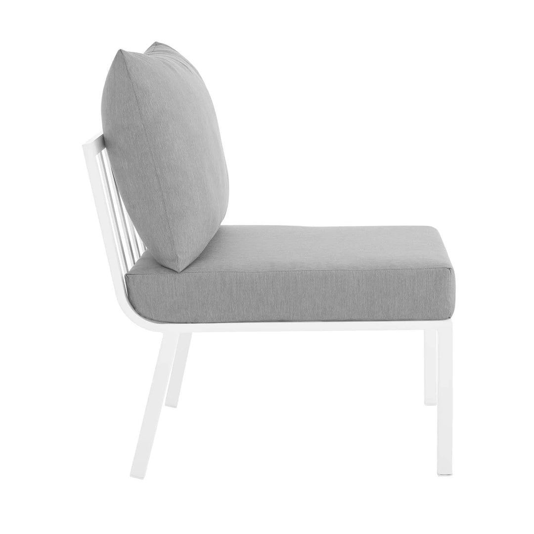 Sillón para exterior de aluminio sin descansabrazos Loana blanco gris - modular  de lado.