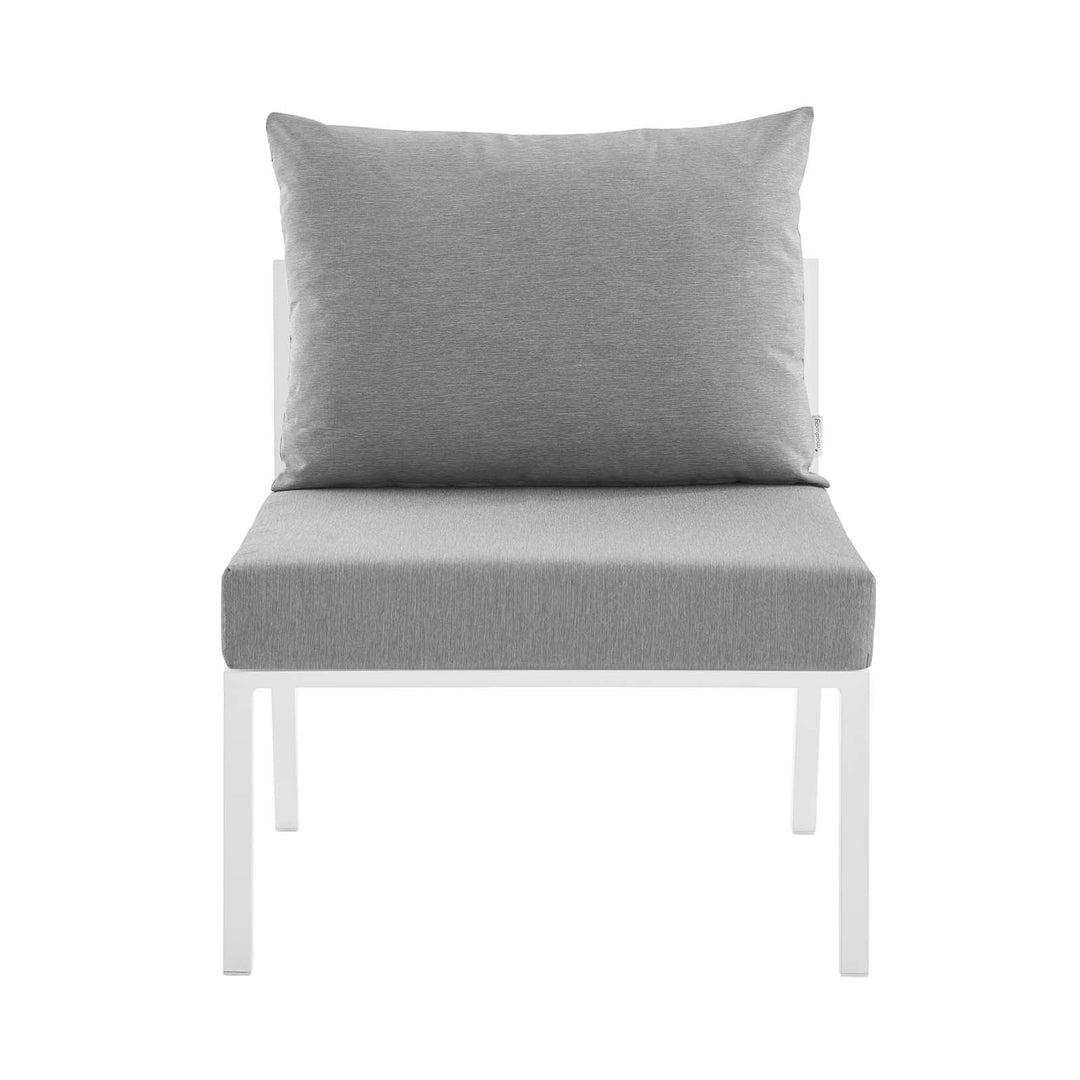 Sillón para exterior de aluminio sin descansabrazos Loana blanco gris - modular de frente.