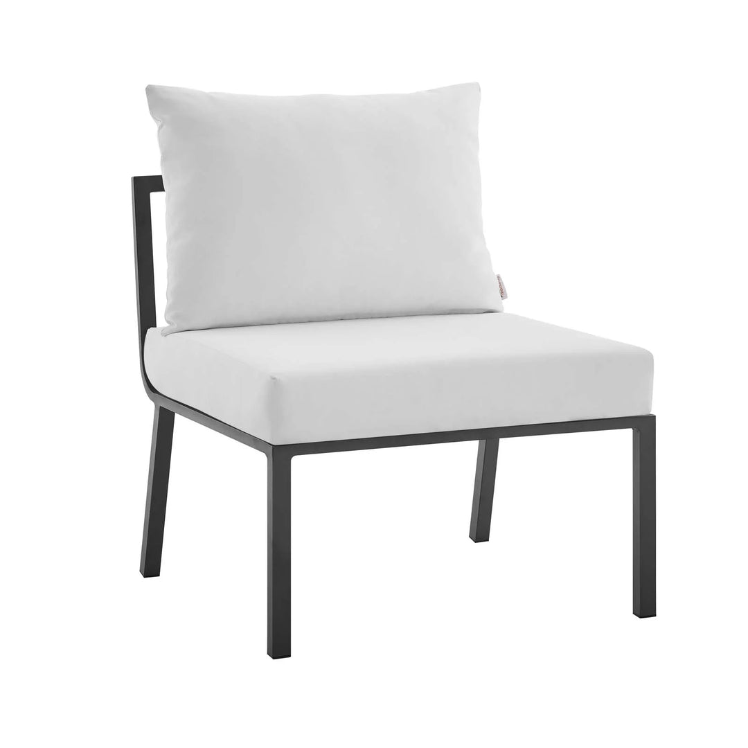 Sillón para exterior de aluminio sin descansabrazos Loana gris blanco - modular.