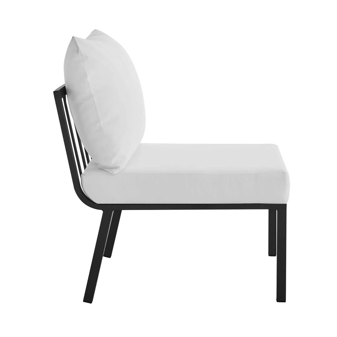 Sillón para exterior de aluminio sin descansabrazos Loana gris blanco - modular de lado.