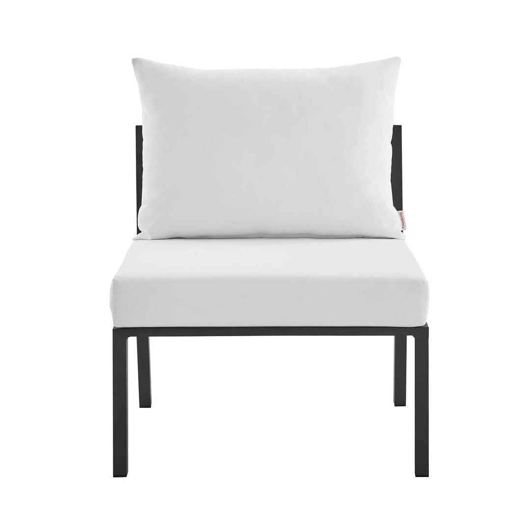 Sillón para exterior de aluminio sin descansabrazos Loana gris blanco - modular  de frente.