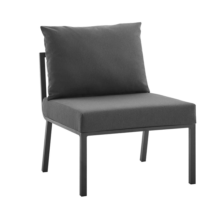 Sillón para exterior de aluminio sin descansabrazos Loana gris carbón - modular.