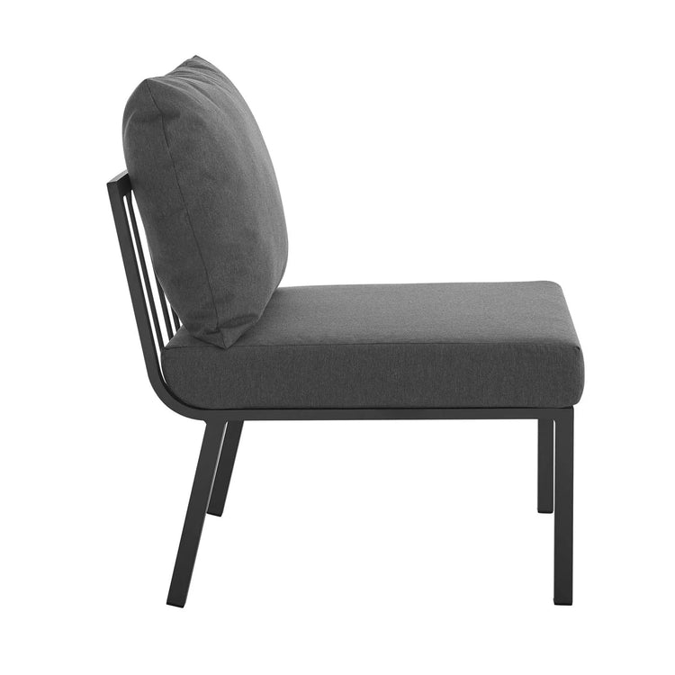 Sillón para exterior de aluminio sin descansabrazos Loana gris carbón - modular de lado.