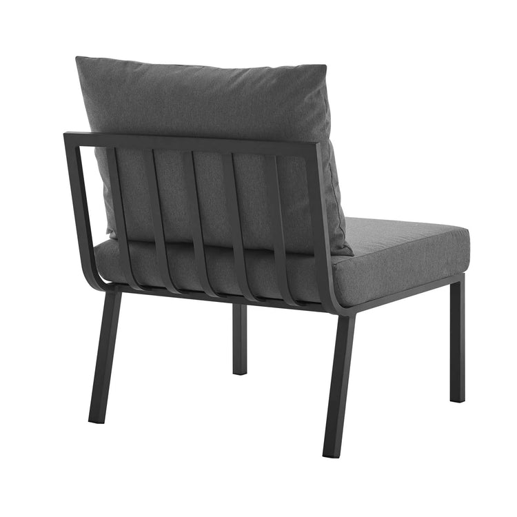 Sillón para exterior de aluminio sin descansabrazos Loana gris carbón - modular de espaldas.