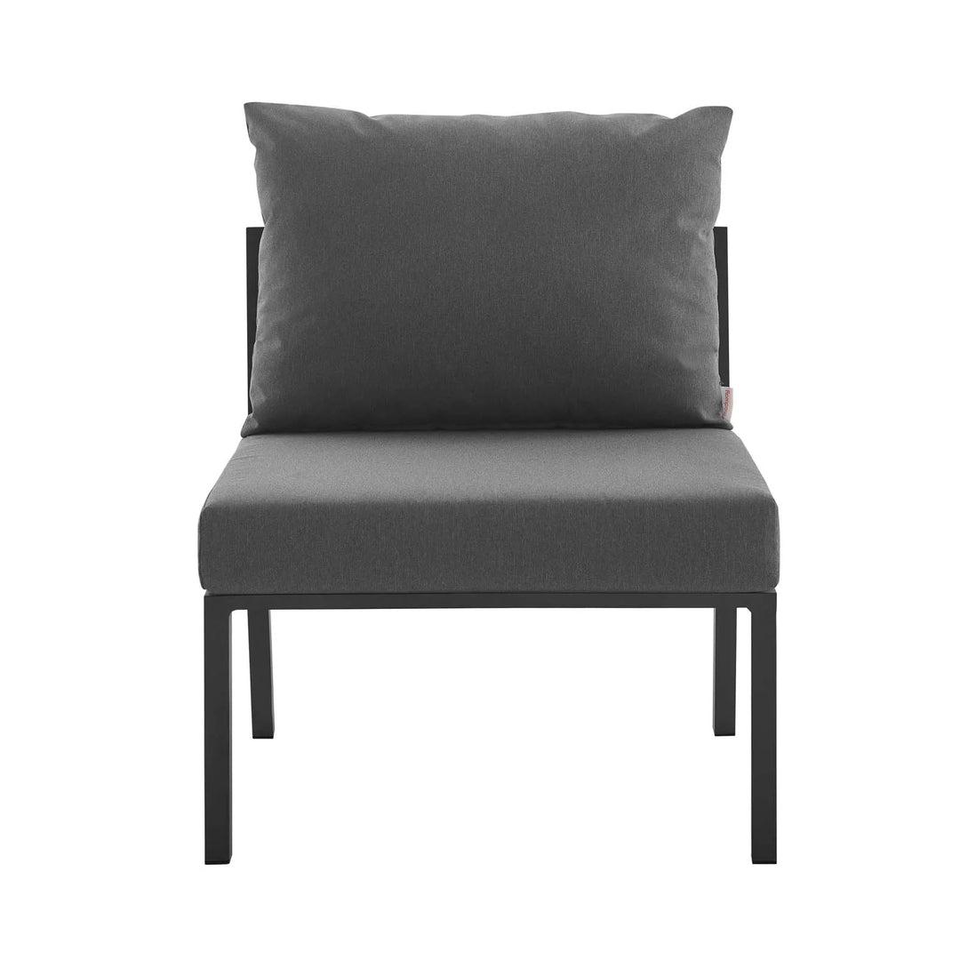 Sillón para exterior de aluminio sin descansabrazos Loana gris carbón - modular de frente.