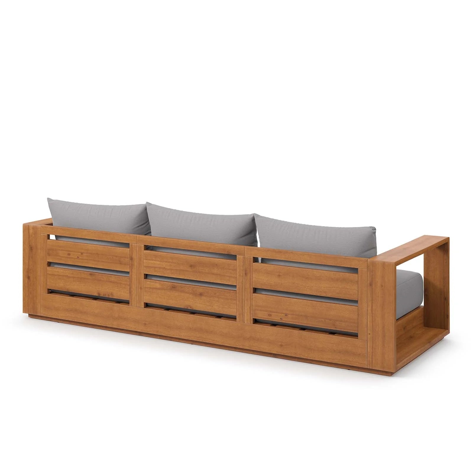 Sillón para exterior de madera de acacia Neuba de espaldas.
