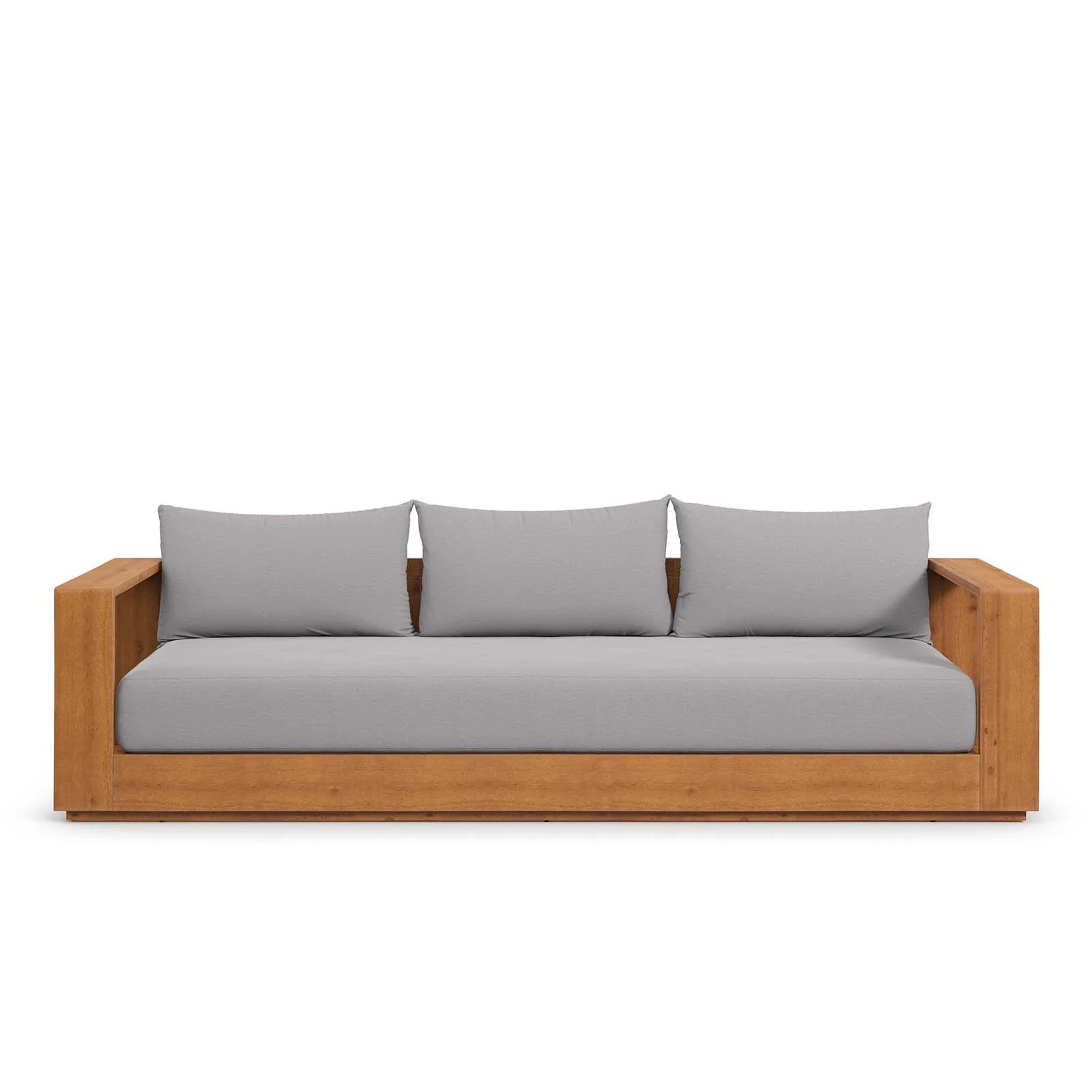 Sillón para exterior de madera de acacia Neuba de frente.
