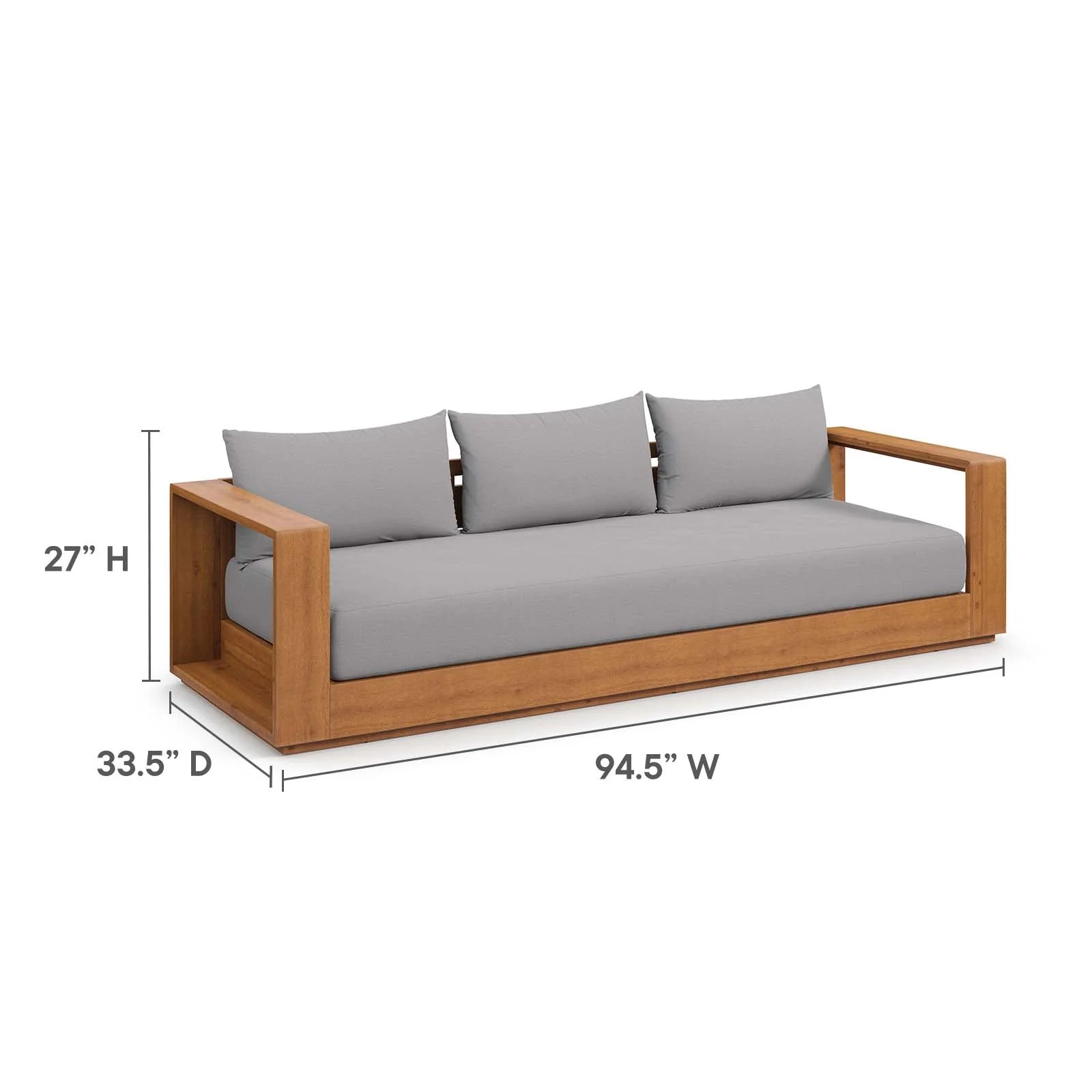 Sillón para exterior de madera de acacia Neuba dimensiones.