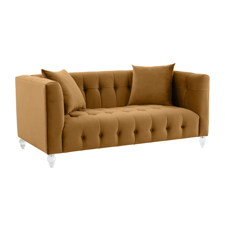 Sofá Loveseat de terciopelo coñac Halima.