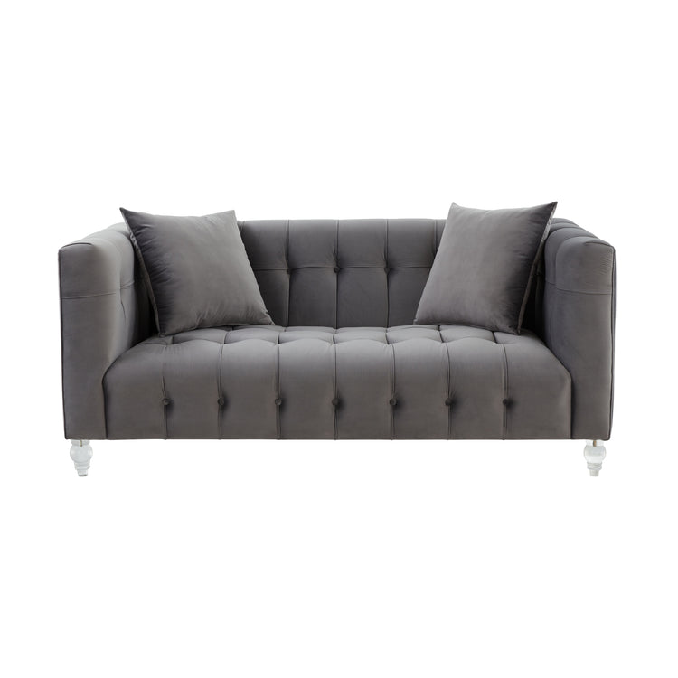 Sofá Loveseat de terciopelo Halima de frente.
