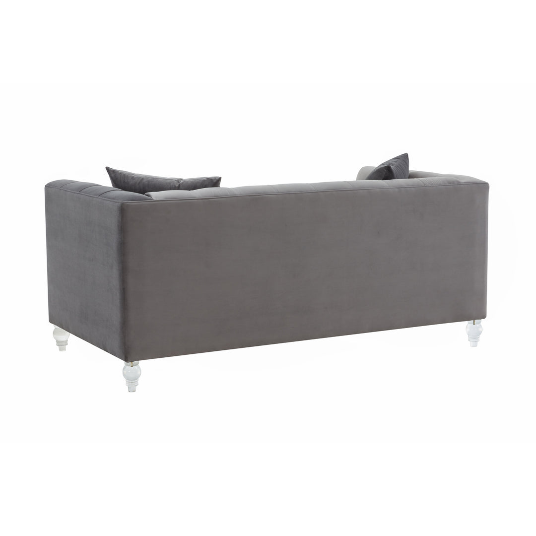 Sofá Loveseat de terciopelo Halima de atrás.