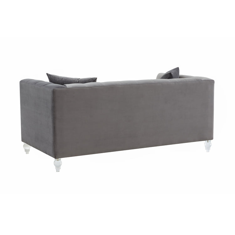 Sofá Loveseat de terciopelo Halima de atrás.