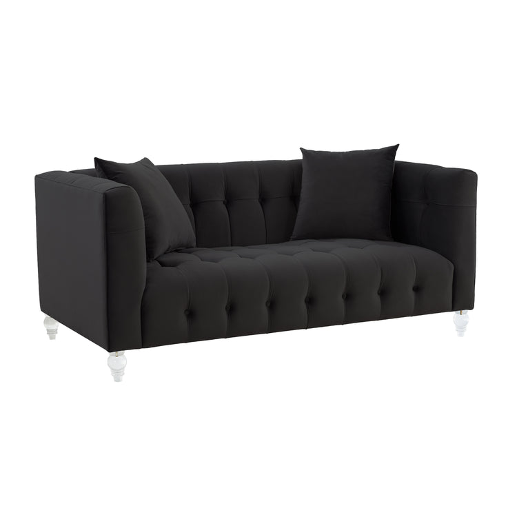 Sofá Loveseat de terciopelo negro Halima.