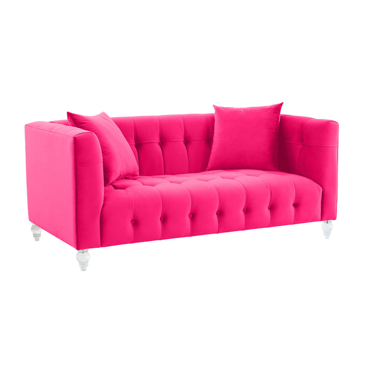 Sofá Loveseat de terciopelo rosa ardiente Halima.