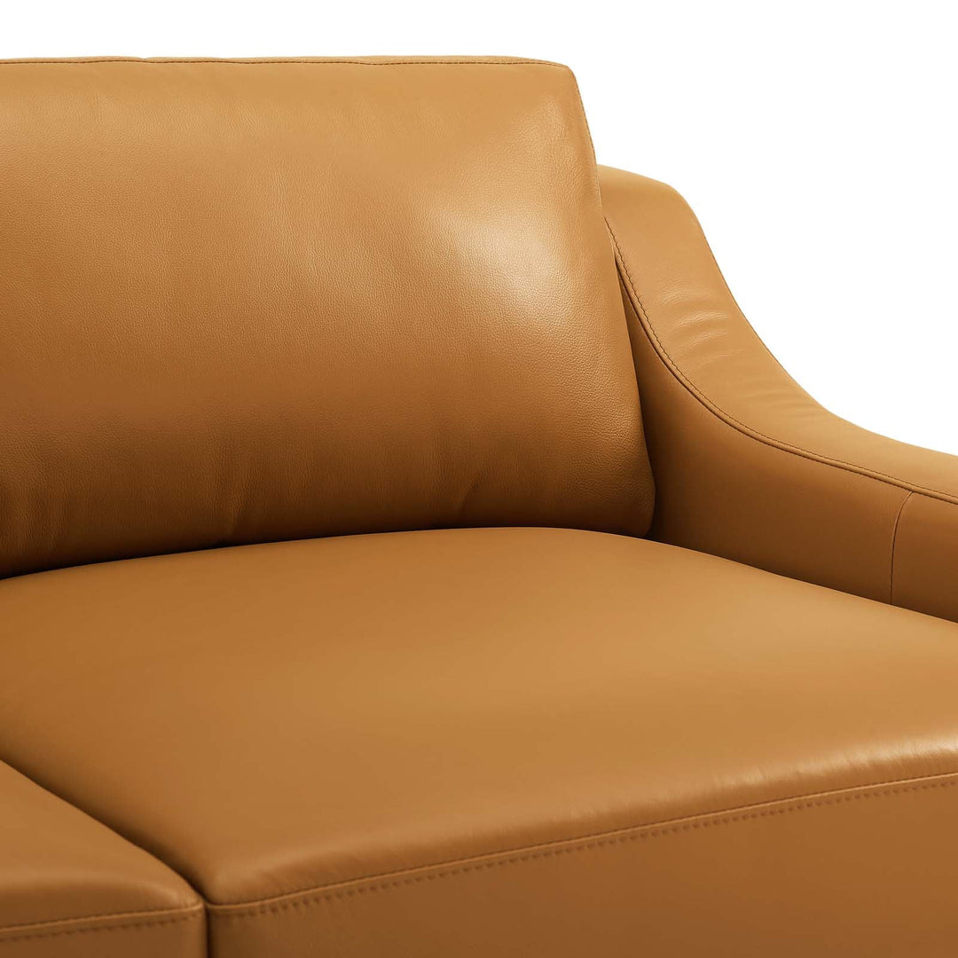 Sofá de 83.5” de acero inoxidable y piel Ulan