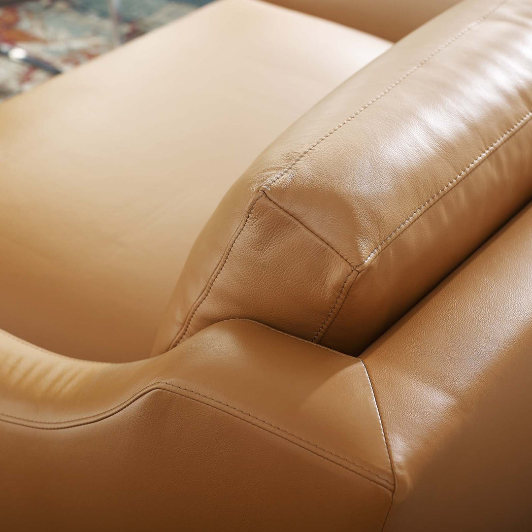 Sofá de 83.5” de acero inoxidable y piel Ulan