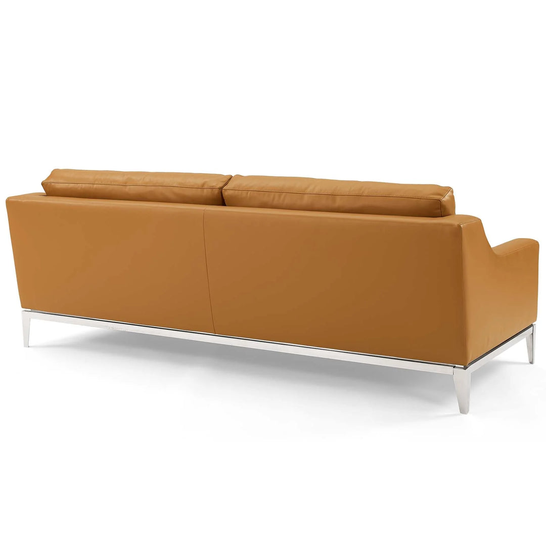 Sofá de 83.5” de acero inoxidable y piel Ulan