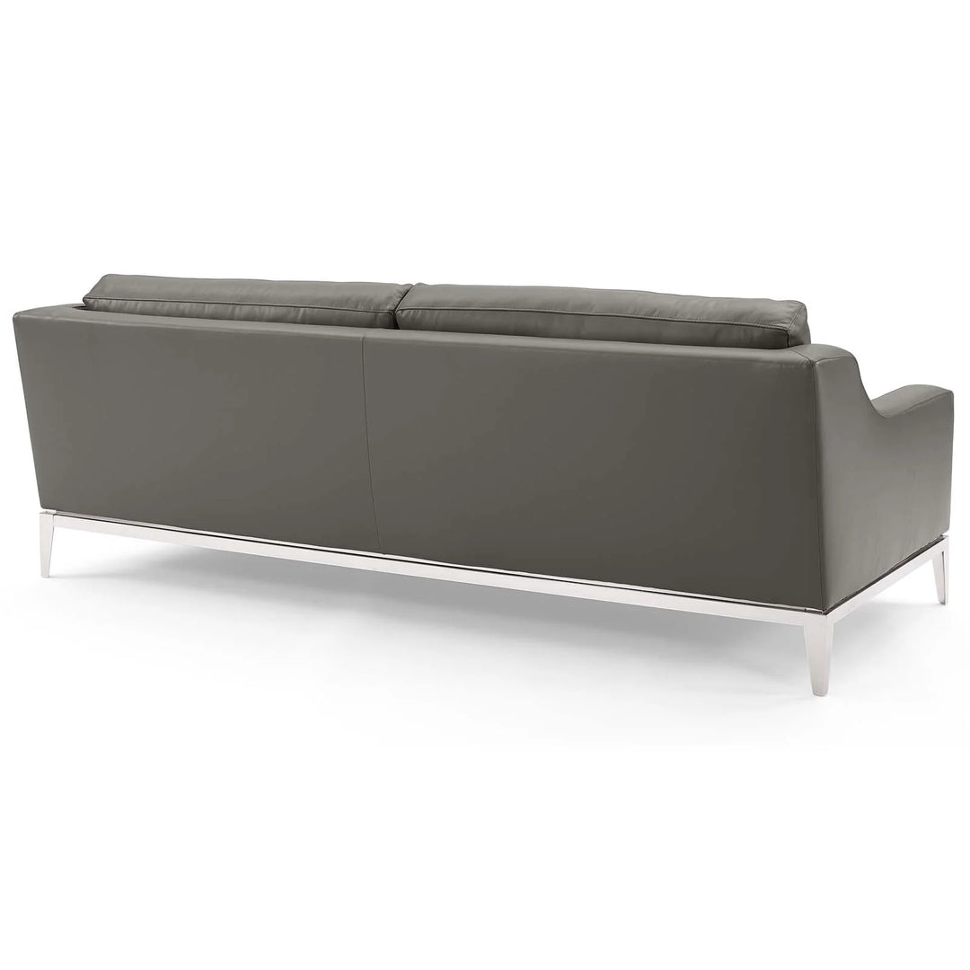 Sofá de 83.5” de acero inoxidable y piel Ulan