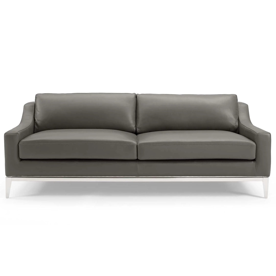 Sofá de 83.5” de acero inoxidable y piel Ulan