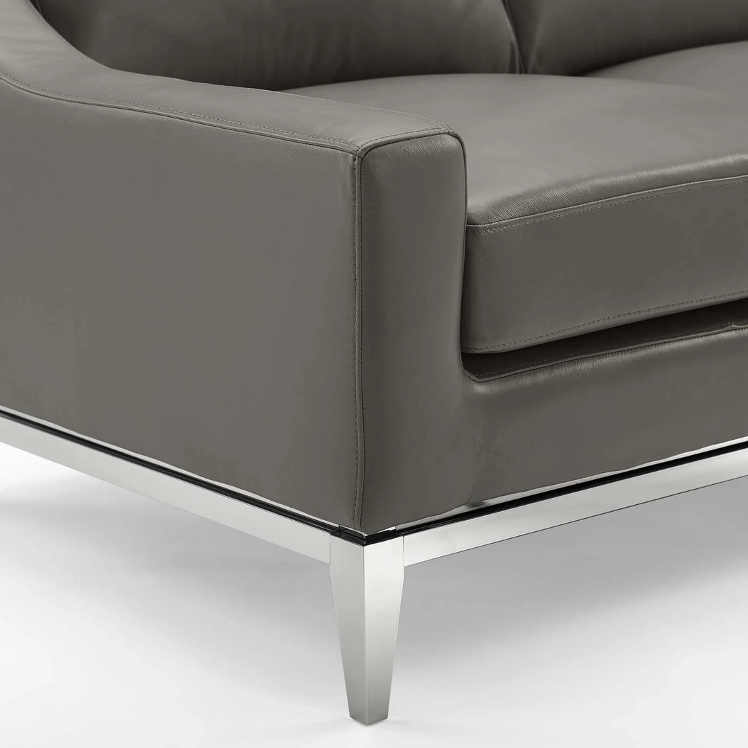 Sofá de 83.5” de acero inoxidable y piel Ulan
