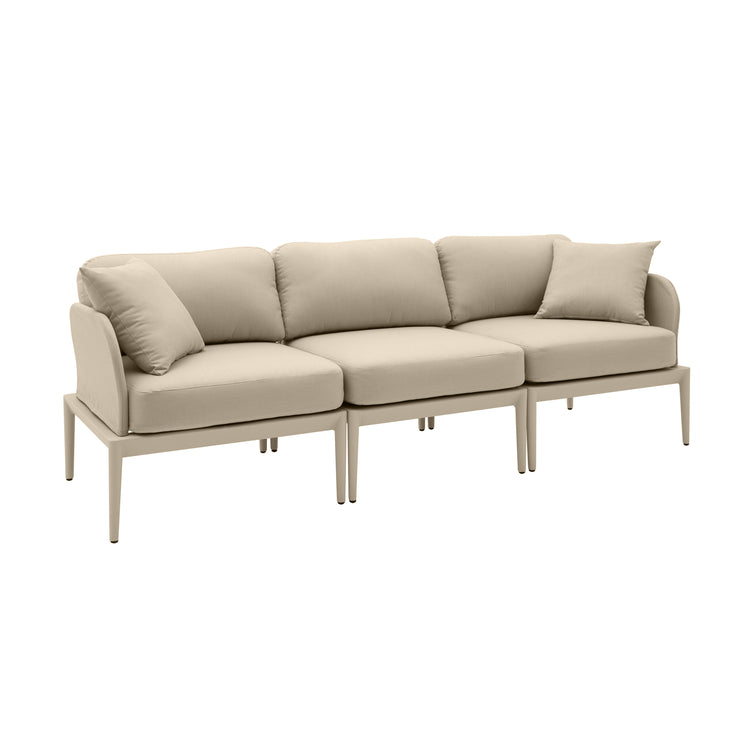 Sofá de aluminio para exteriores Jade color beige.