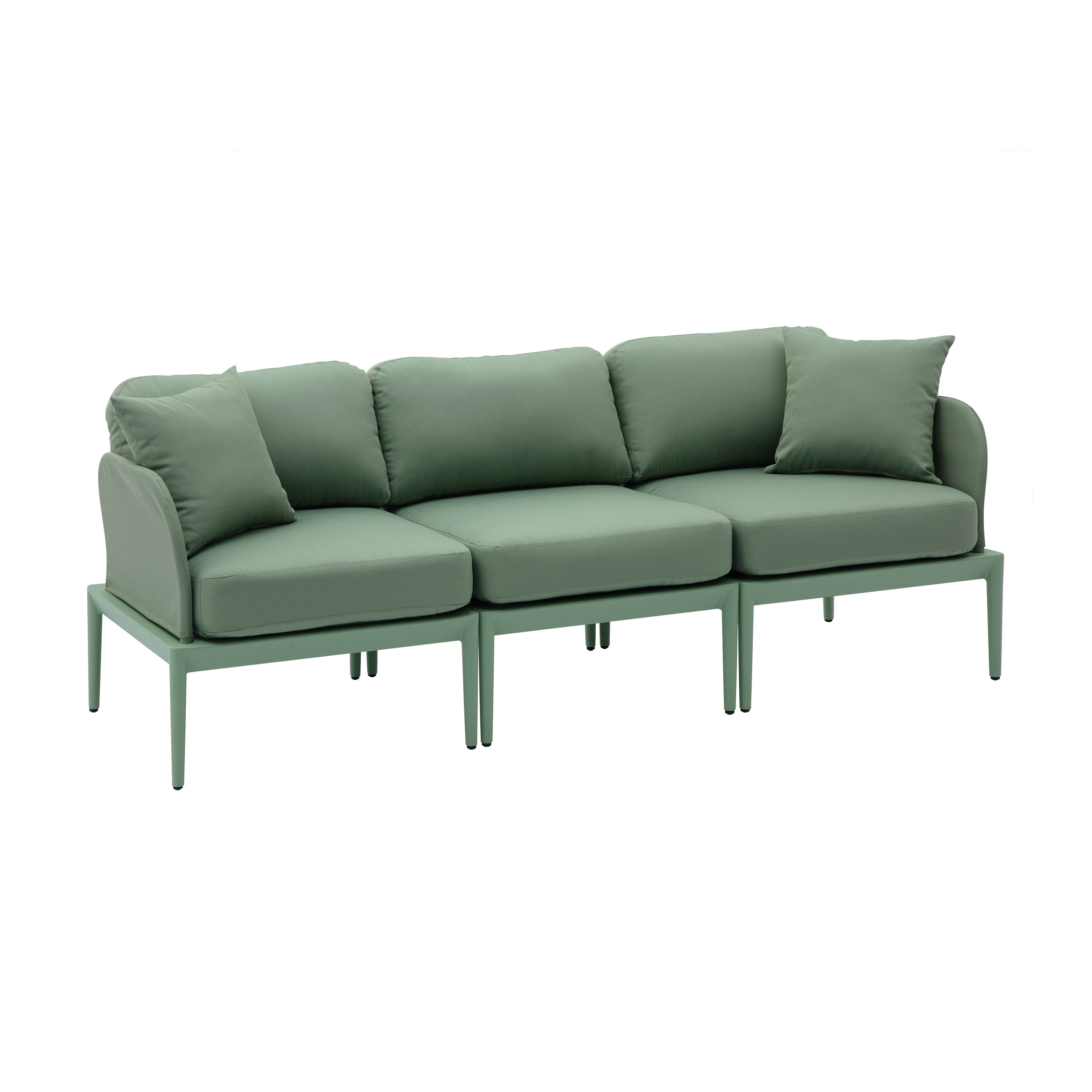 Sofá de aluminio para exteriores Jade color verde.