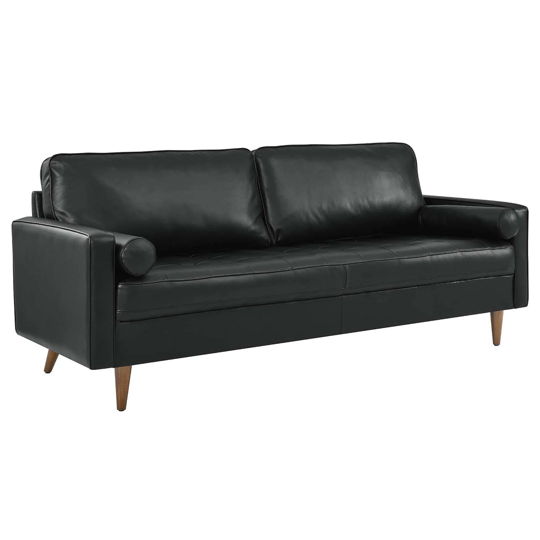 Sofá de cuero de 81" Tanan color negro.