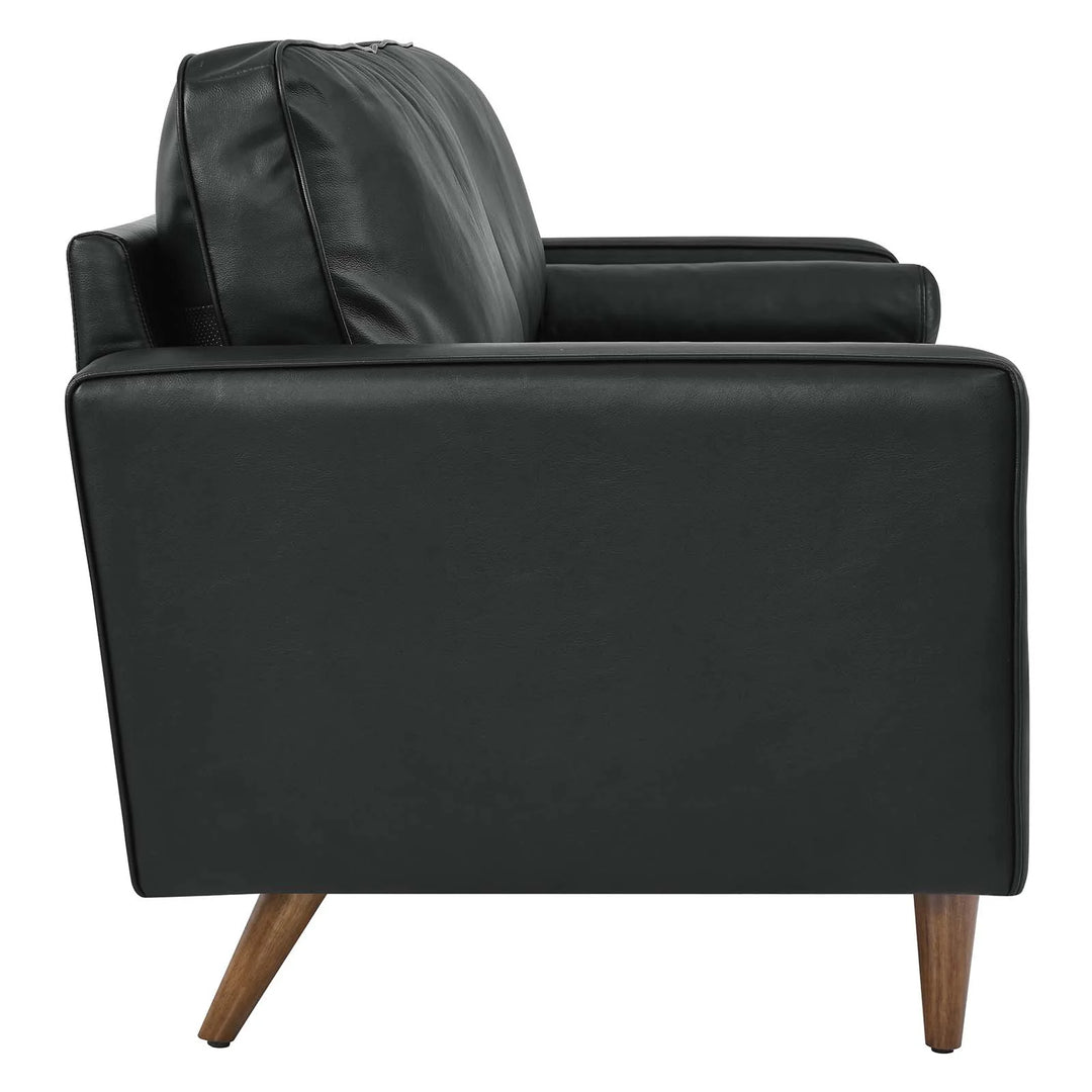 Sofá de cuero de 81" Tanan color negro de lado.