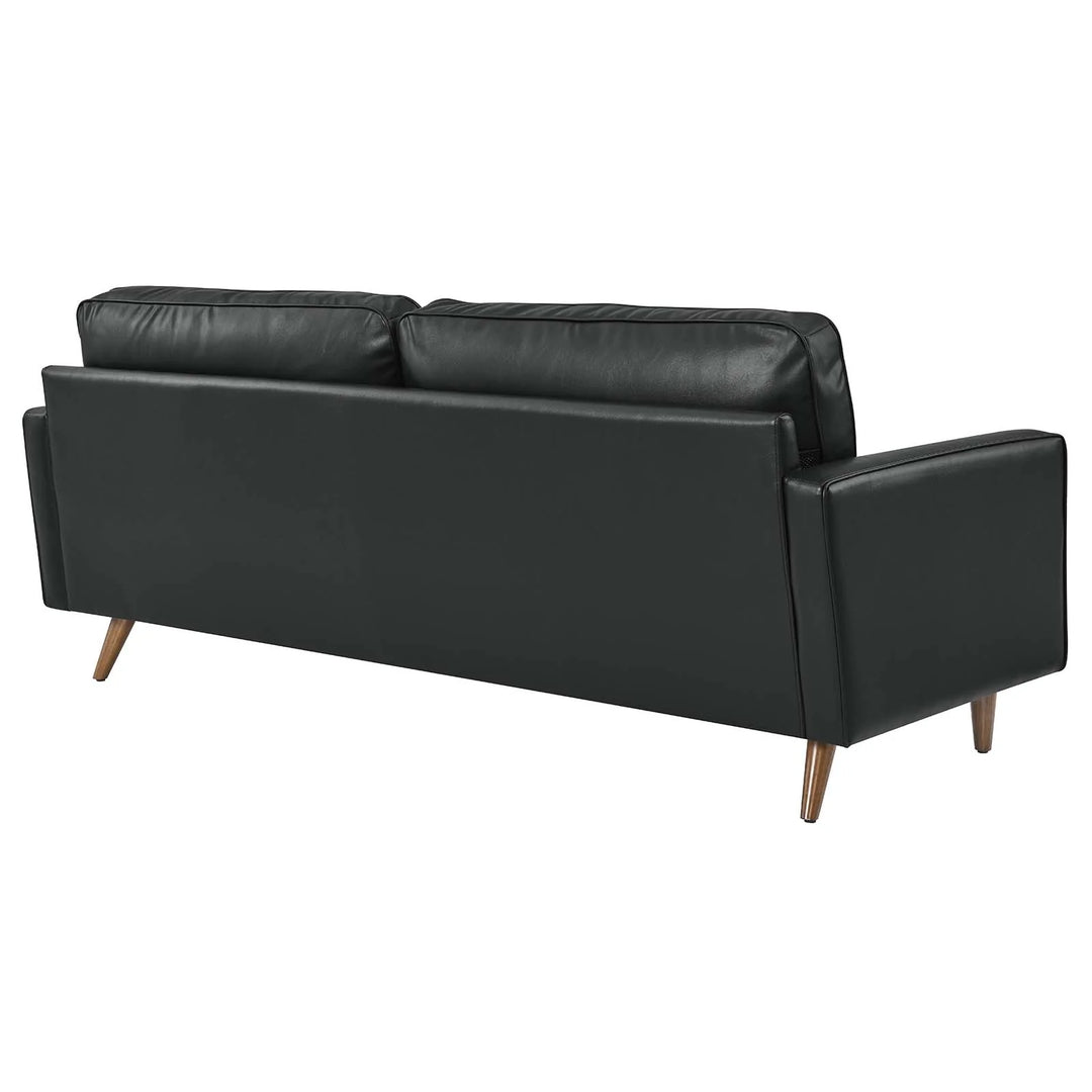 Sofá de cuero de 81" Tanan color negro de espaldas.