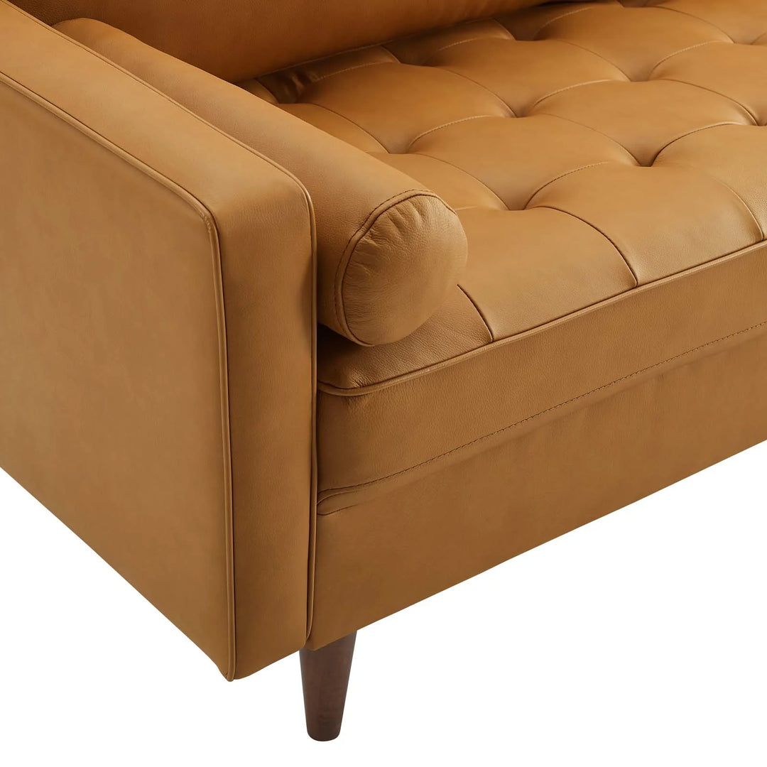 Sofá de cuero en color marrón claro Tanan
