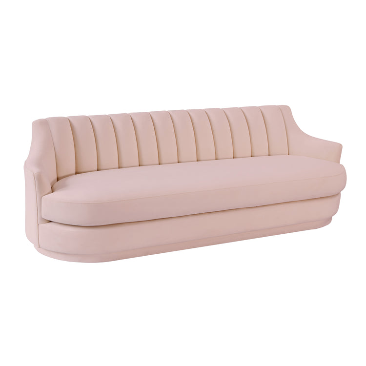 Sofá de terciopelo Norina de tres plazas color Blush.