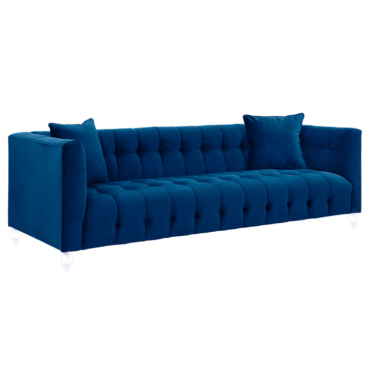 Sofá de terciopelo azul marino Halima.