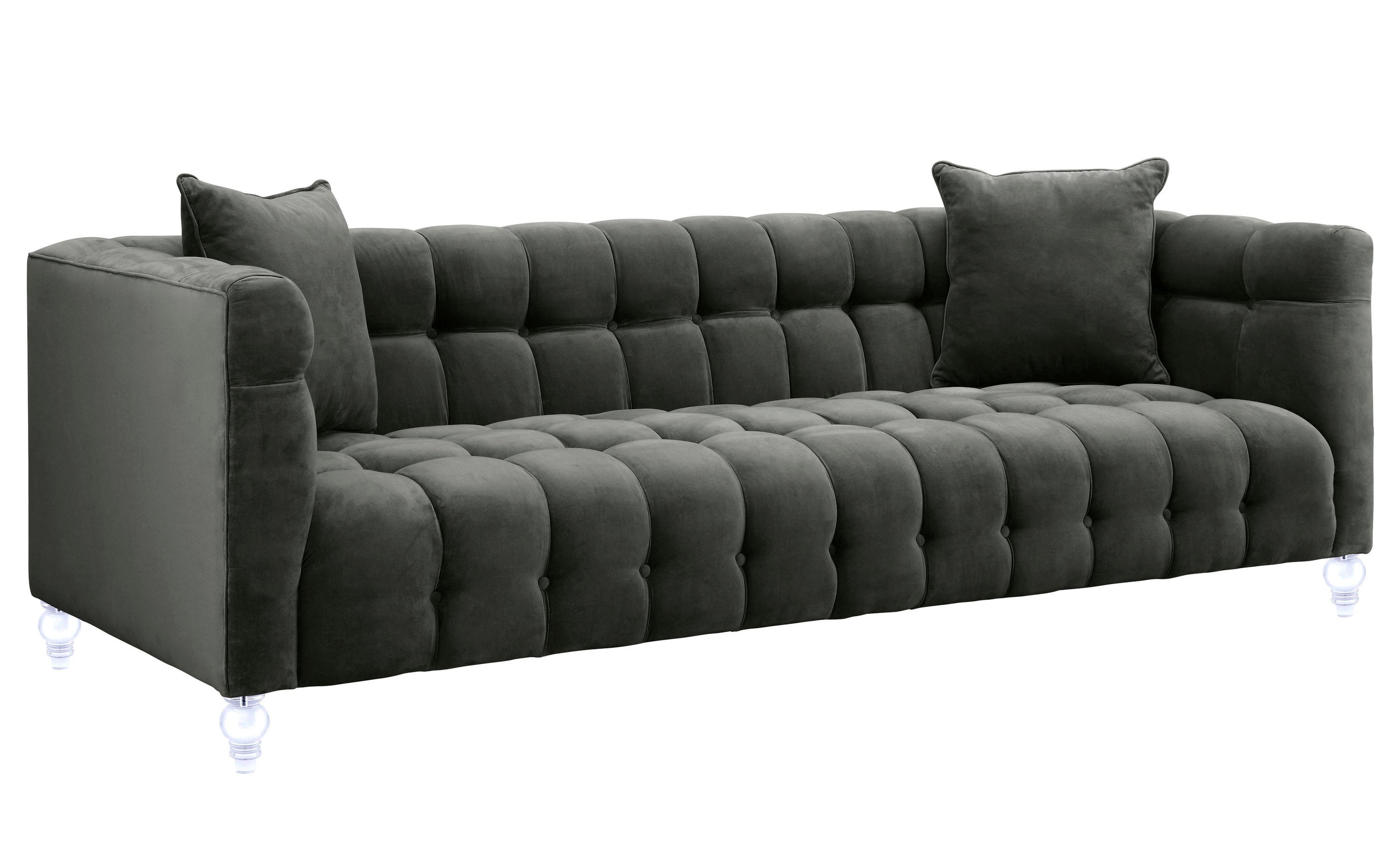 Sofá de terciopelo gris Halima.
