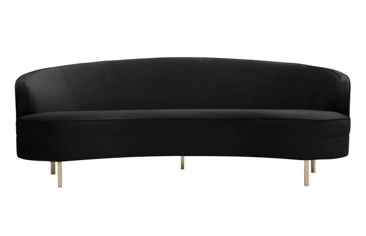 Sofá de terciopelo negro Ayoub de frente.