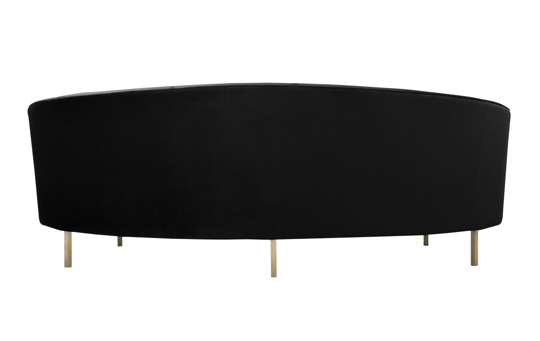 Sofá de terciopelo negro Ayoub de atrás.