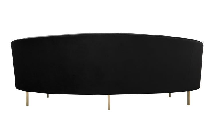 Sofá de terciopelo negro Ayoub de atrás.
