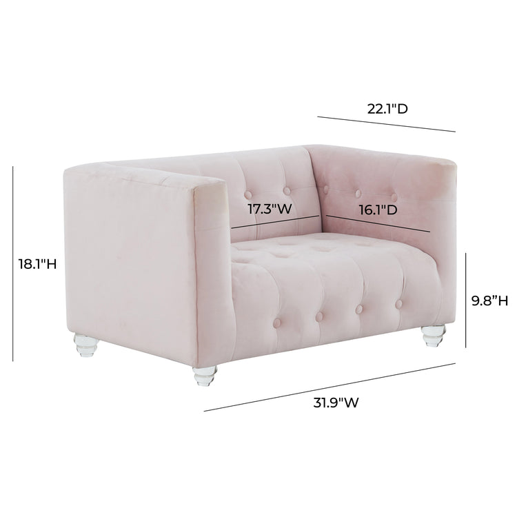 Sofá de terciopelo para mascota rosa Halima dimensiones.