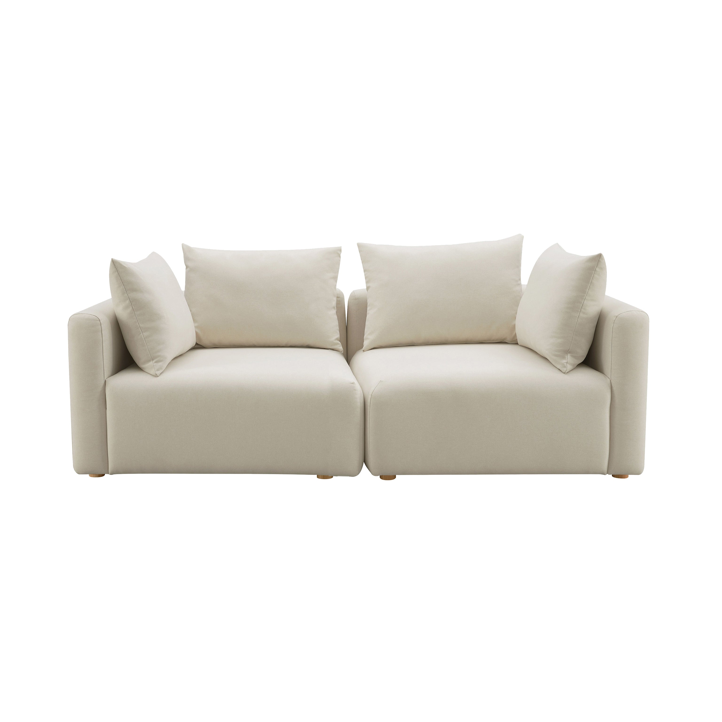 Sofá modular Loveseat de 2 piezas Emory de lino color crema.