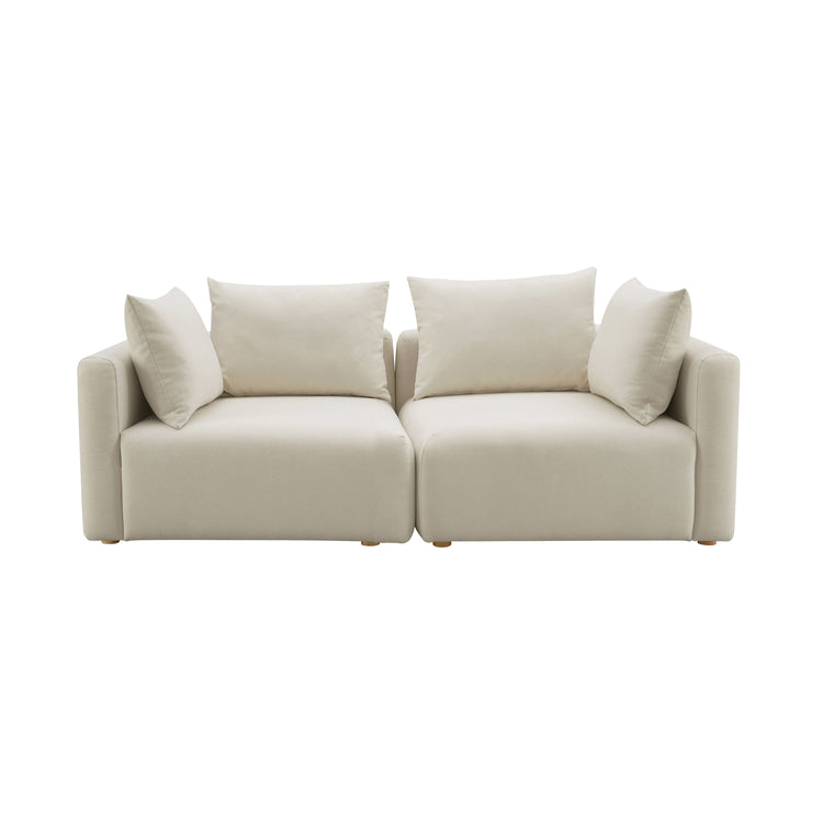 Sofá modular Loveseat de 2 piezas Emory de lino color crema.