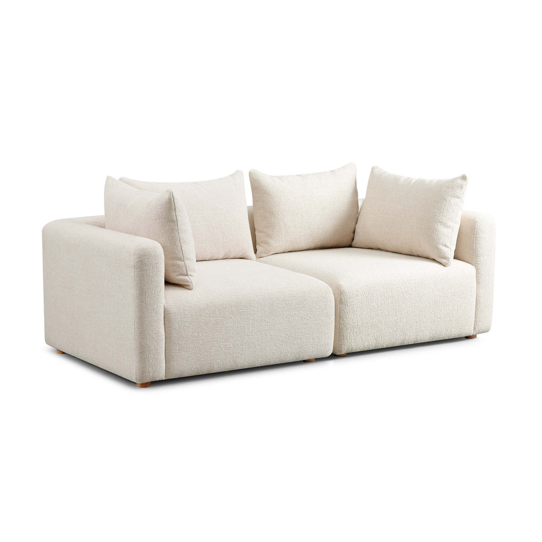 Sofá modular Loveseat de 2 piezas Emory de tela texturizada pesada color crema.