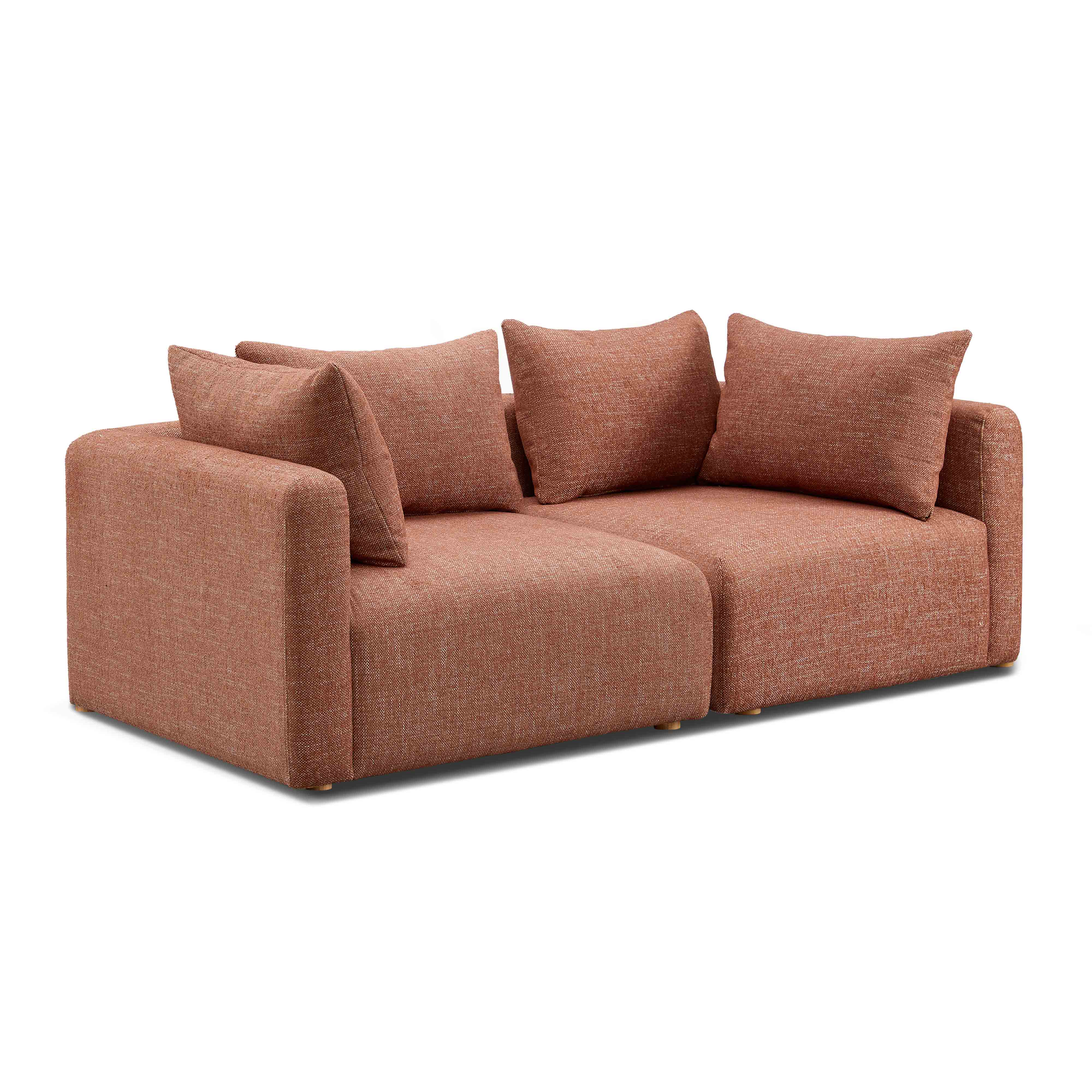 Sofá modular Loveseat de 2 piezas Emory de tela texturizada pesada color rojo.