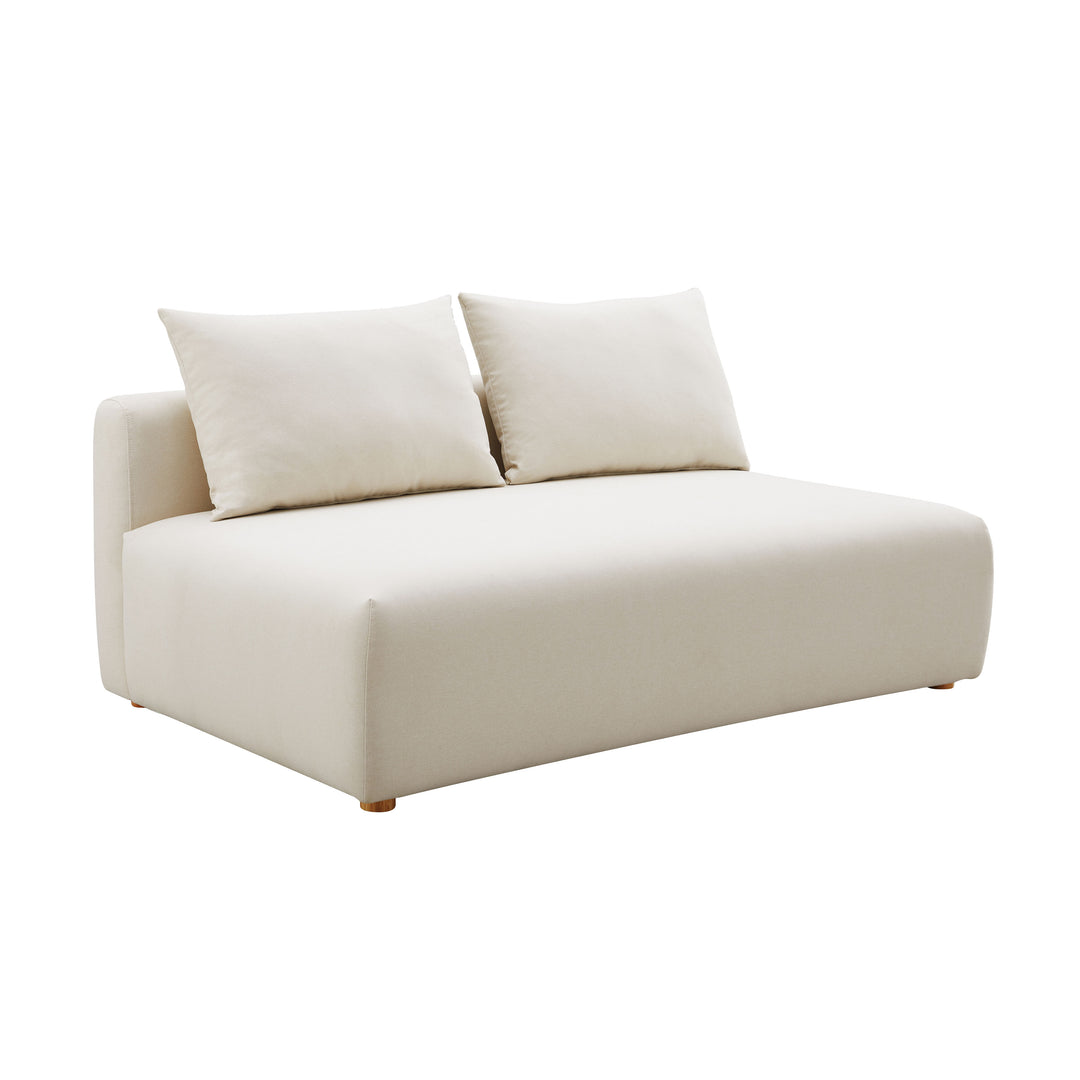 Sofá modular Loveseat sin descansabrazos Emory de lino color crema.